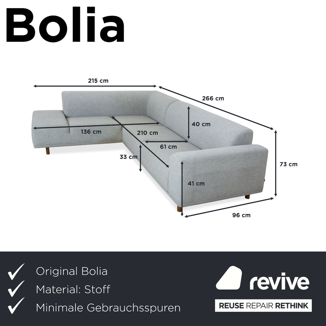 Bolia Stoff Ecksofa Hellgrau Blau Sofa Couch