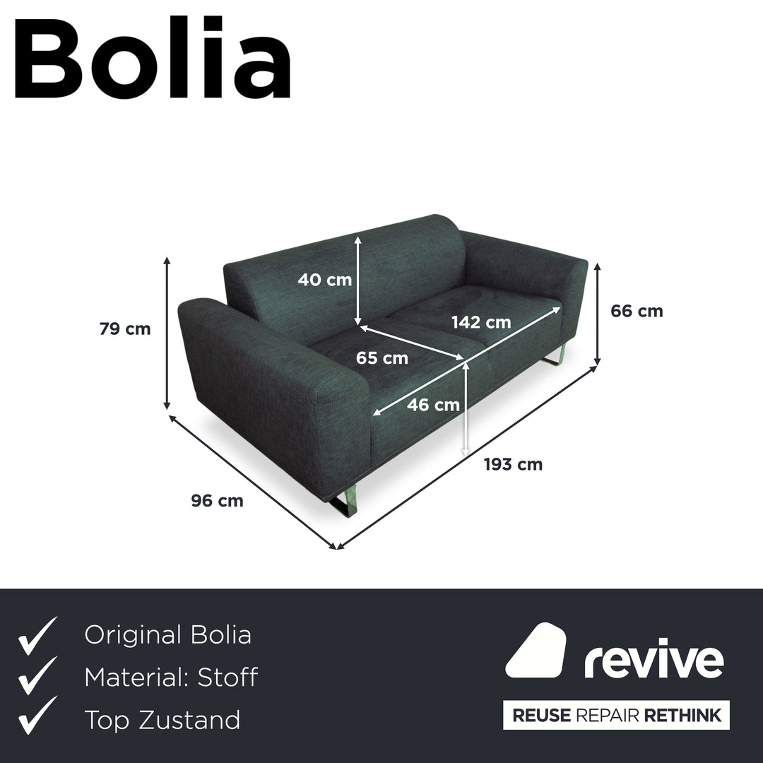 Bolia Stoff Zweisitzer Blau Grün Petrol Sofa Couch