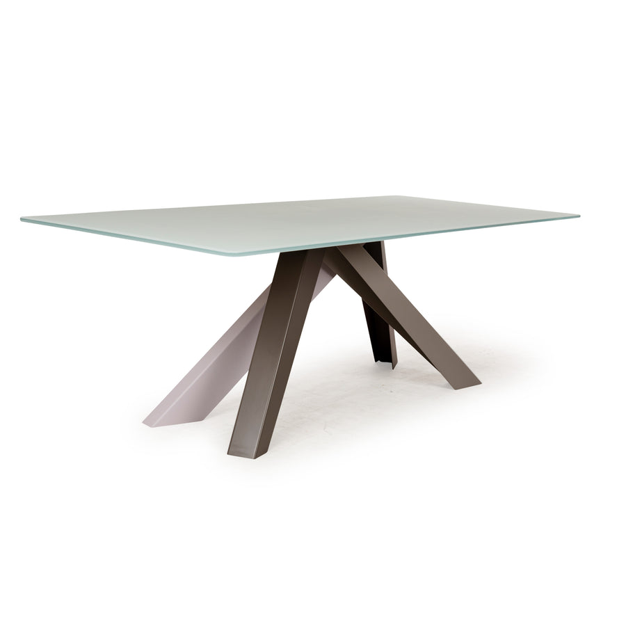 Bonaldo Big Tabke Glass Dining Table White Green Silver