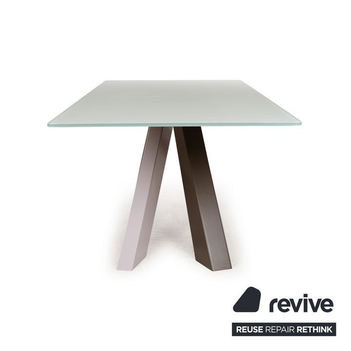 Bonaldo Big Tabke Glass Dining Table White Green Silver