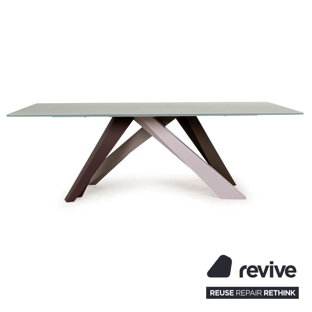 Bonaldo Big Tabke Glass Dining Table White Green Silver