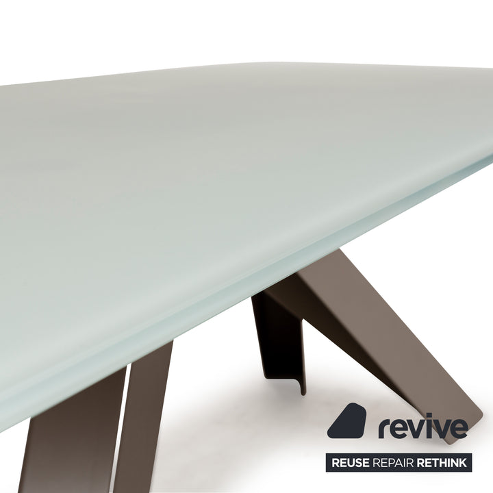 Bonaldo Big Tabke Glas Esstisch Weiß Grün Silber