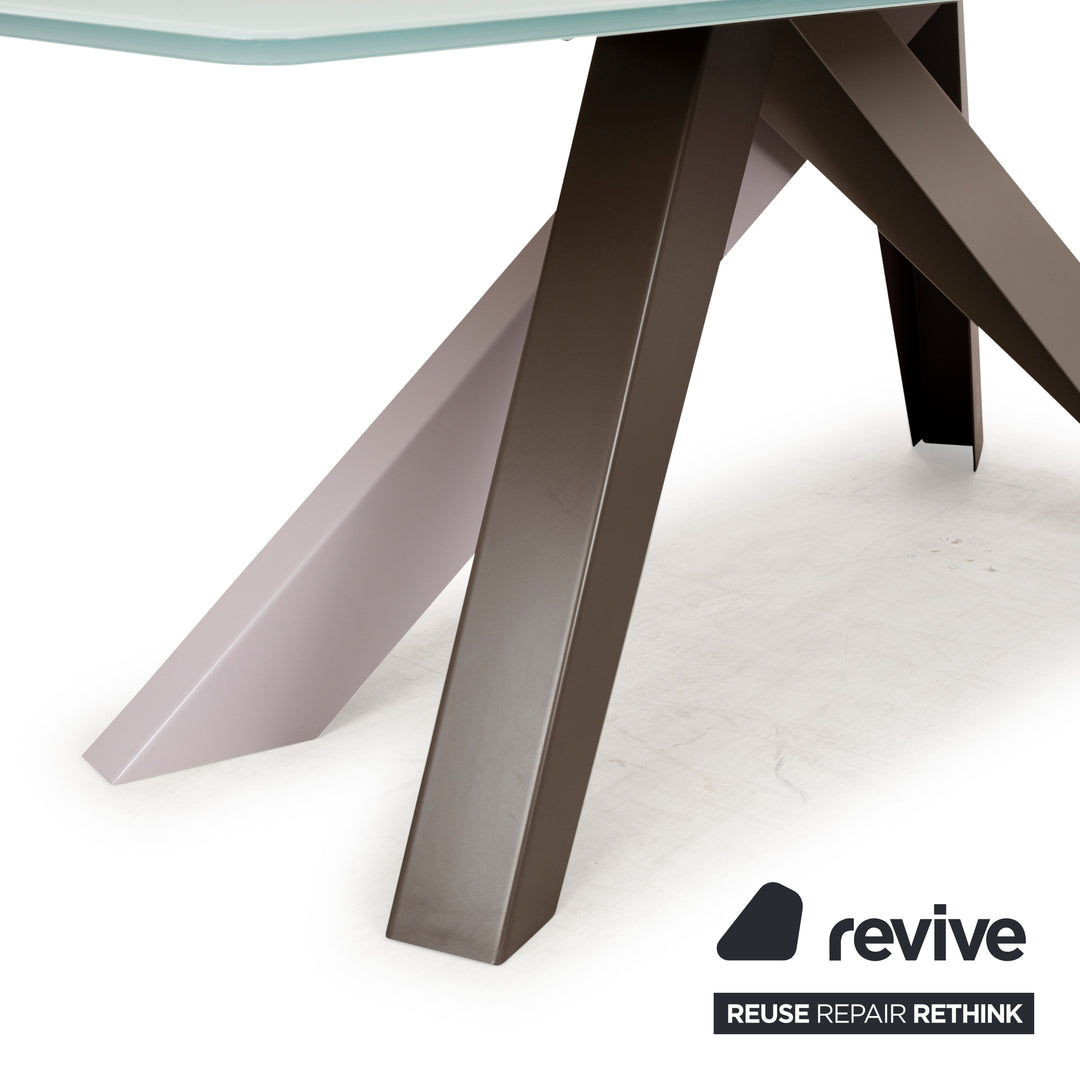 Bonaldo Big Tabke Glas Esstisch Weiß Grün Silber