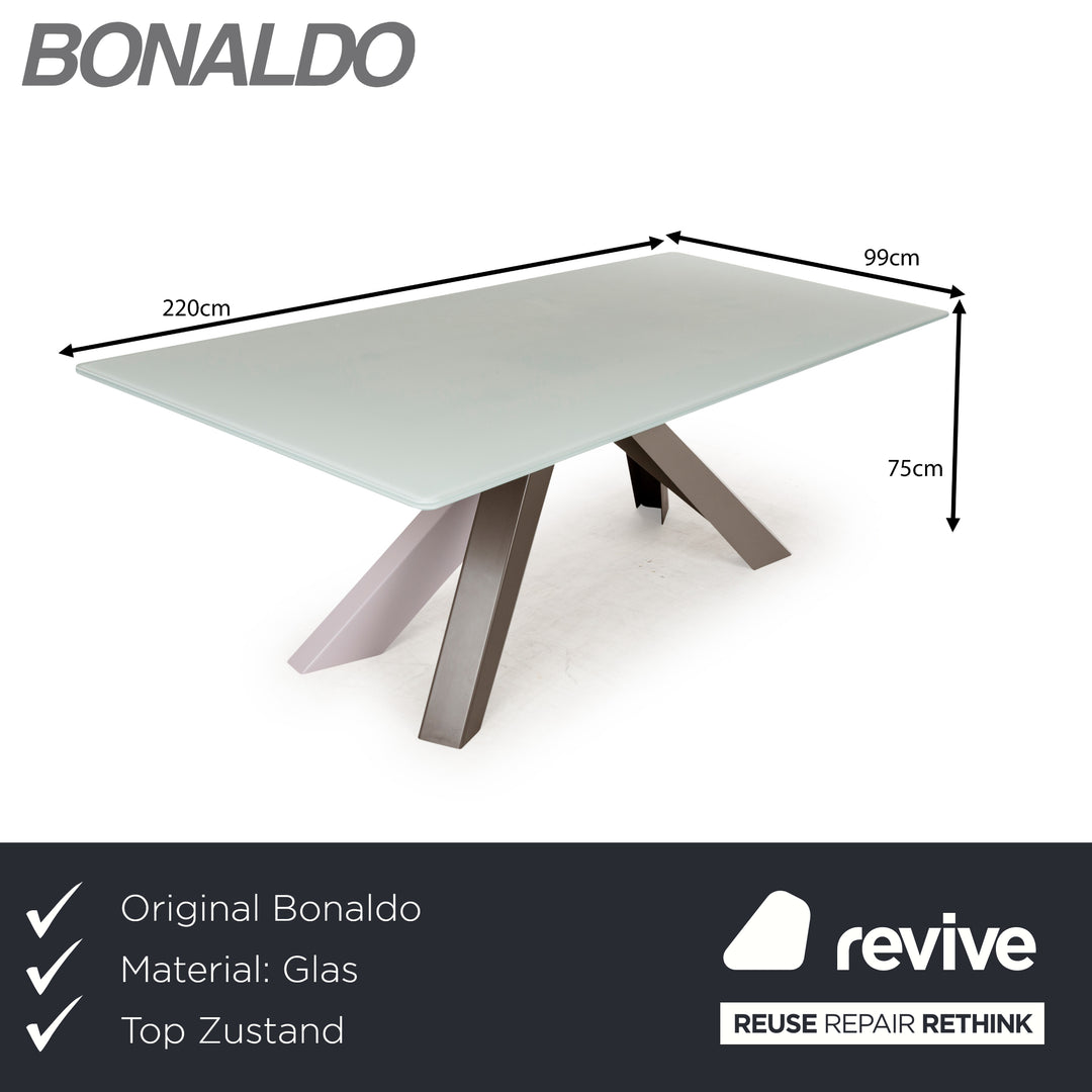 Bonaldo Big Tabke Glass Dining Table White Green Silver