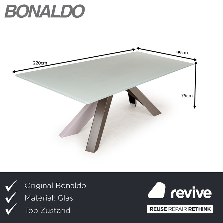 Bonaldo Big Tabke Glas Esstisch Weiß Grün Silber