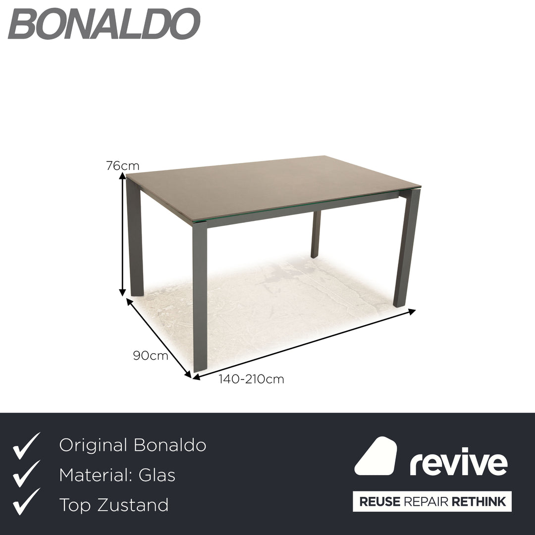 Bonaldo MENU Glas Esstisch Grau Ausziefunktion Esszimmer 140/210 x 76 x 90