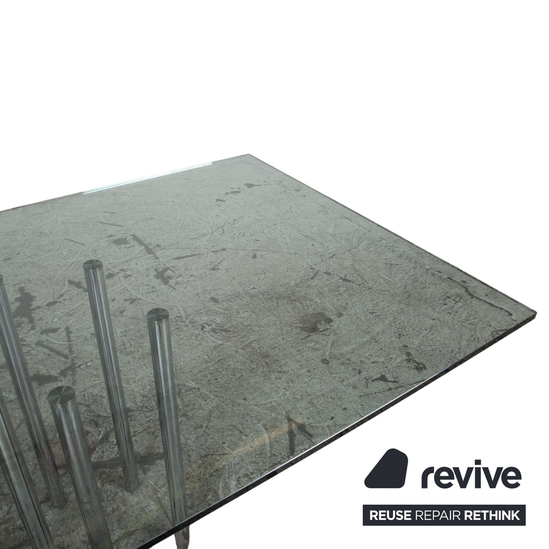 Bonaldo Mille Glas Esstisch Silber Chrom 220 x 100 cm