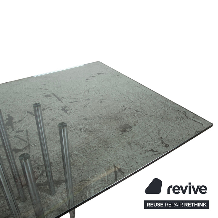 Bonaldo Mille Glas Esstisch Silber Chrom 220 x 100 cm
