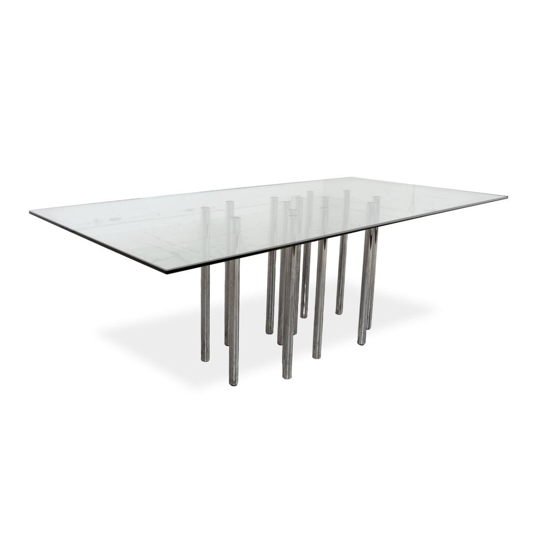 Bonaldo Mille Glas Esstisch Silber Chrom 220 x 100 cm