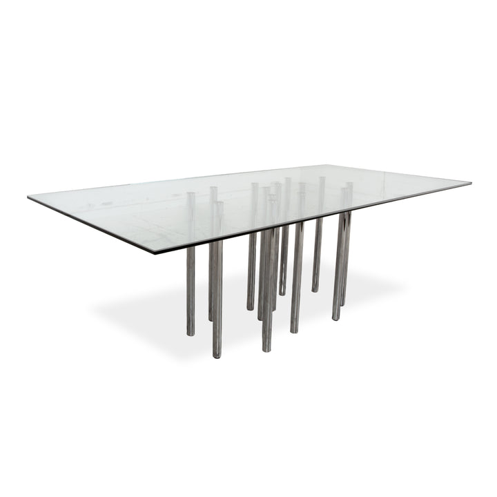 Bonaldo Mille Glas Esstisch Silber Chrom 220 x 100 cm