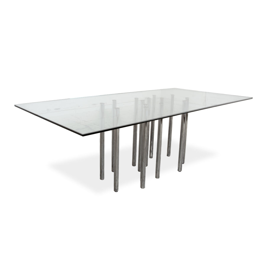 Bonaldo Mille Glas Esstisch Silber Chrom 220 x 100 cm