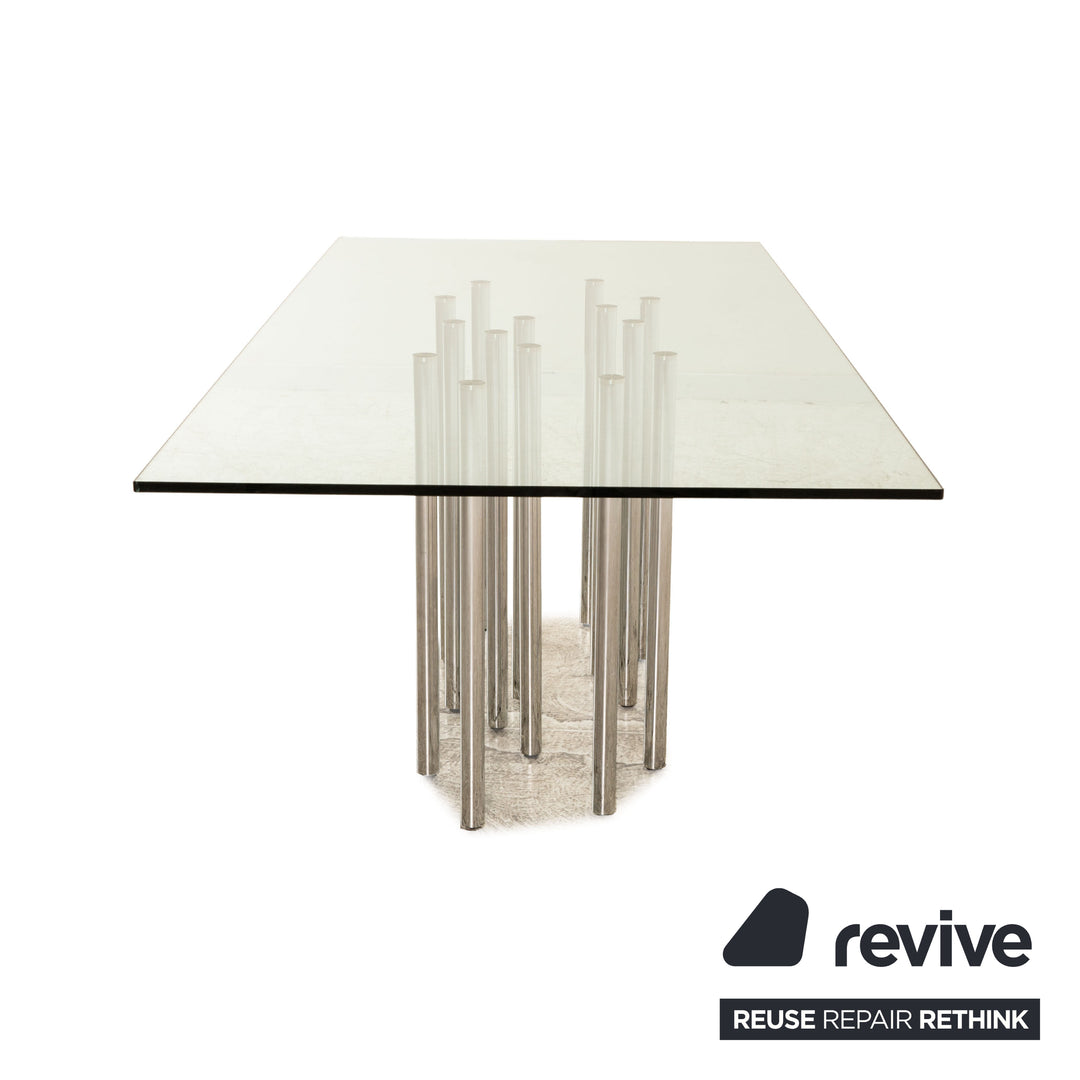 Bonaldo Mille Glas Esstisch Silber Chrom 220 x 100 cm