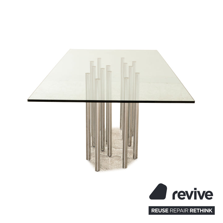 Bonaldo Mille Glas Esstisch Silber Chrom 220 x 100 cm