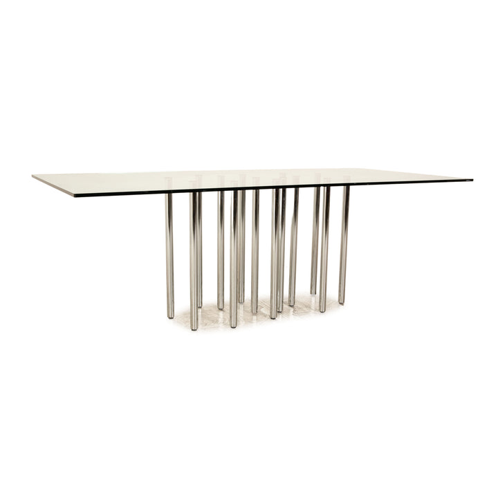 Bonaldo Mille Glas Esstisch Silber Chrom 220 x 100 cm
