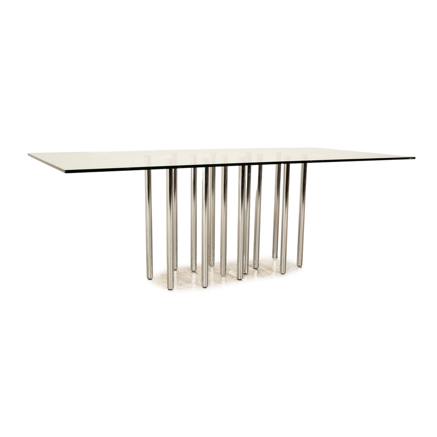 Bonaldo Mille Glas Esstisch Silber Chrom 220 x 100 cm
