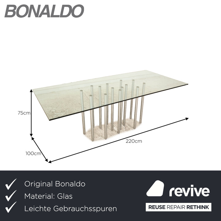 Bonaldo Mille Glas Esstisch Silber Chrom 220 x 100 cm