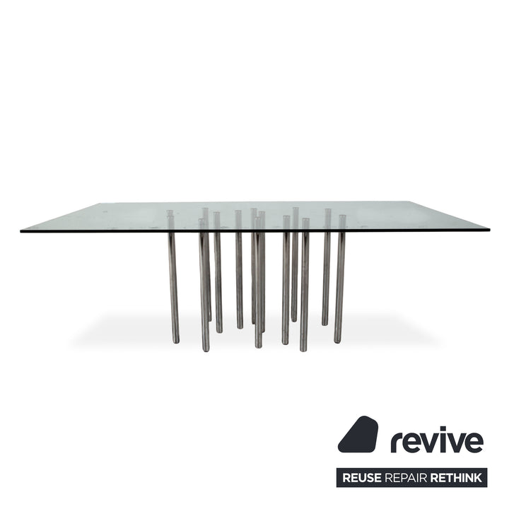 Bonaldo Mille Glas Esstisch Silber Chrom 220 x 100 cm