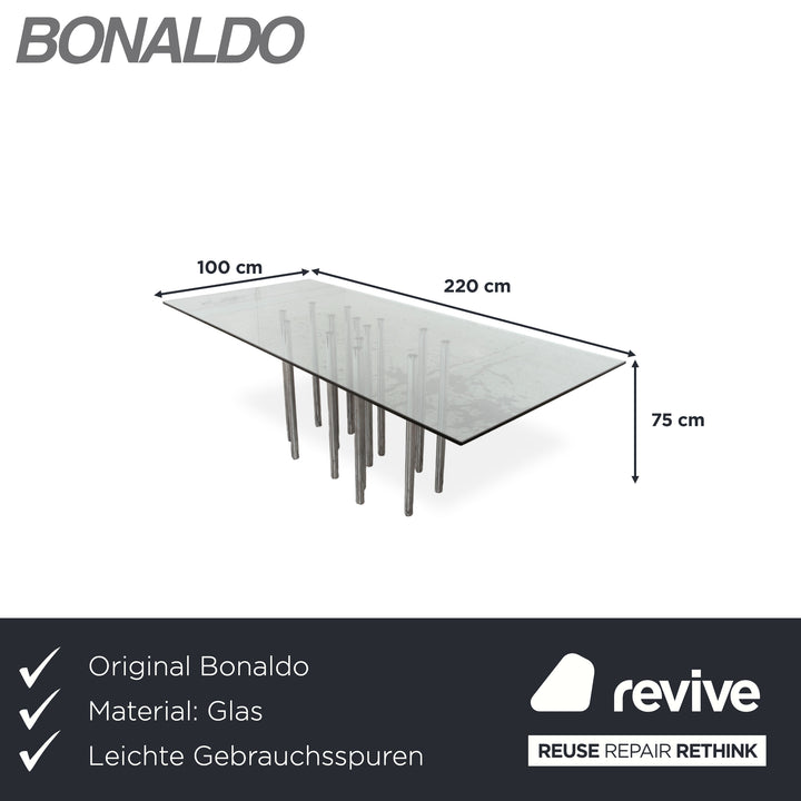 Bonaldo Mille Glas Esstisch Silber Chrom 220 x 100 cm
