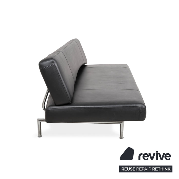 Bonaldo Pierrot King Leder Dreisitzer Schwarz manuelle Funktion Sofa Couch Schlafsofa