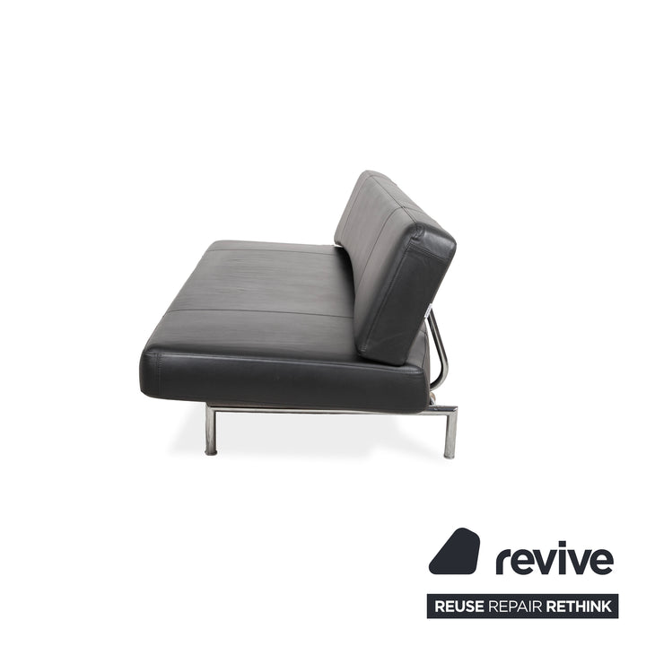 Bonaldo Pierrot King Leder Dreisitzer Schwarz manuelle Funktion Sofa Couch Schlafsofa