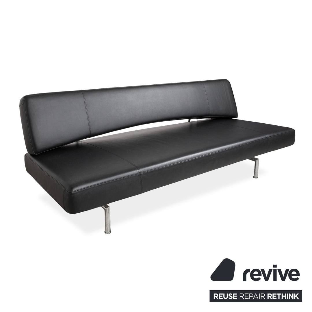 Bonaldo Pierrot King Leder Dreisitzer Schwarz manuelle Funktion Sofa Couch Schlafsofa