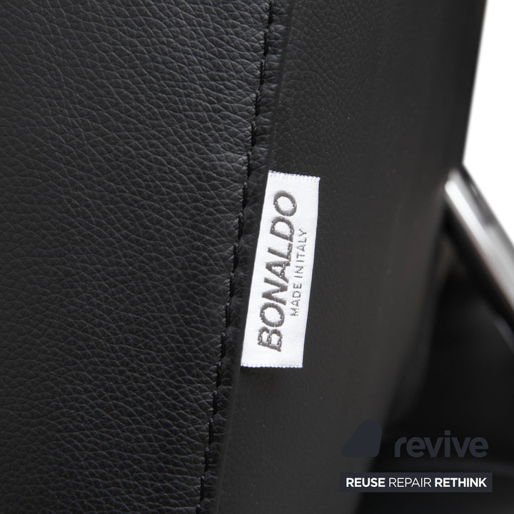 Bonaldo Pierrot King Leder Dreisitzer Schwarz manuelle Funktion Sofa Couch Schlafsofa