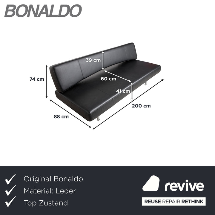 Bonaldo Pierrot King Leder Dreisitzer Schwarz manuelle Funktion Sofa Couch Schlafsofa