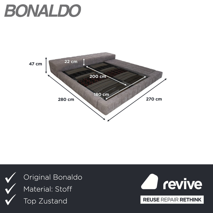 Lit double Bonaldo SQUARING en tissu gris 180 x 200 cm