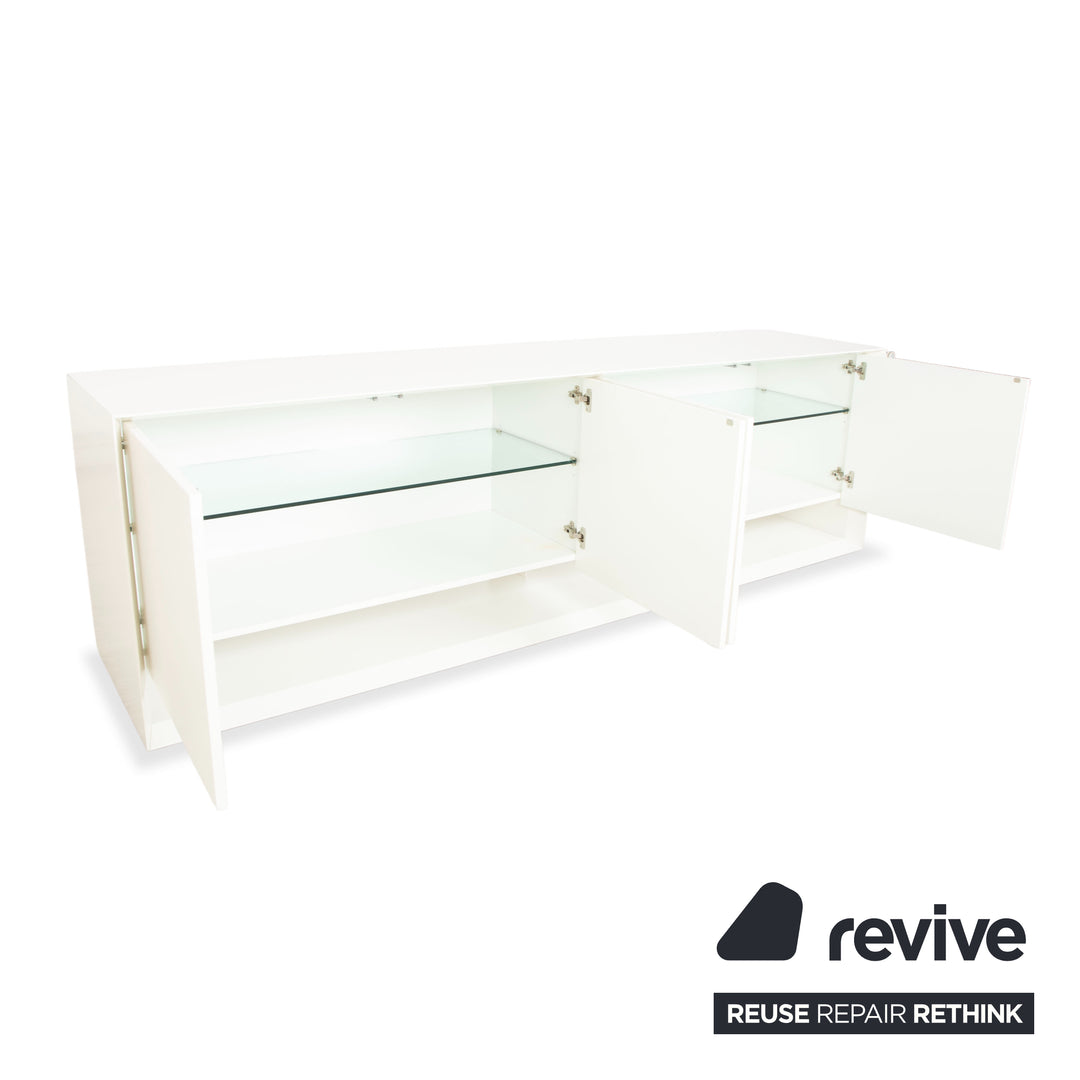 Buffet en bois Bonaldo Sunrise, blanc crème, avec éclairage indirect électrique