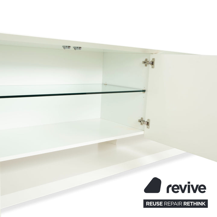 Buffet en bois Bonaldo Sunrise, blanc crème, avec éclairage indirect électrique