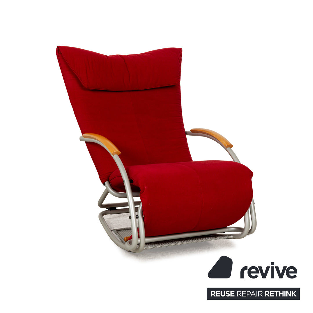 Bonaldo Swing Plus fabric armchair red manual function relax function wooden armrests