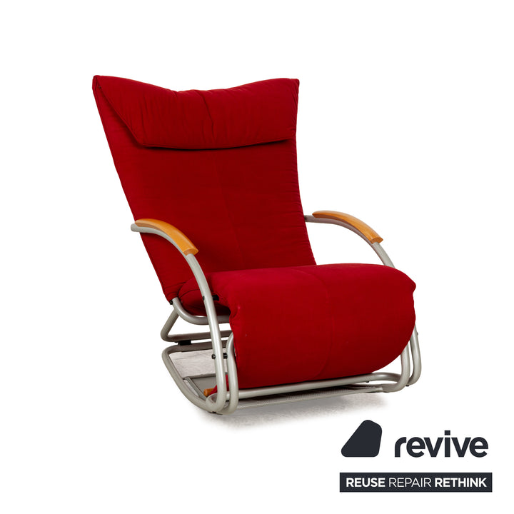 Bonaldo Swing Plus fabric armchair red manual function relax function wooden armrests