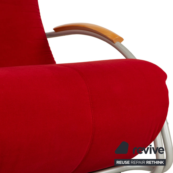 Bonaldo Swing Plus fabric armchair red manual function relax function wooden armrests