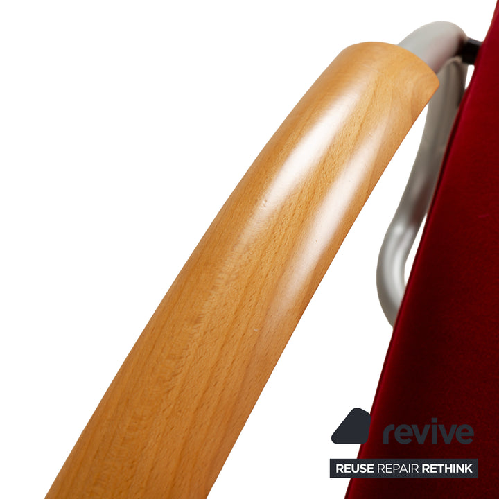 Bonaldo Swing Plus fabric armchair red manual function relax function wooden armrests