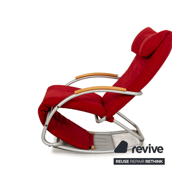 Bonaldo Swing Plus fabric armchair red manual function relax function wooden armrests