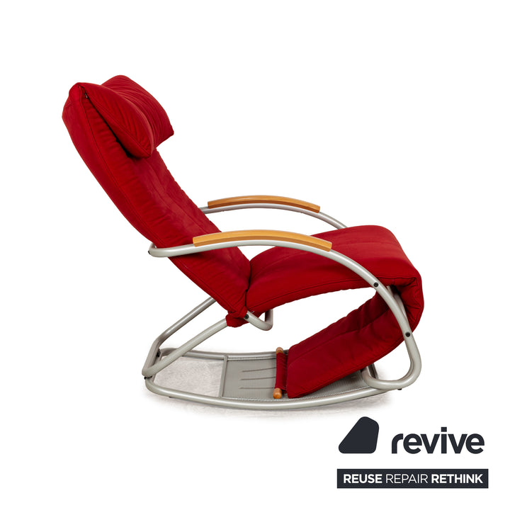 Bonaldo Swing Plus fabric armchair red manual function relax function wooden armrests