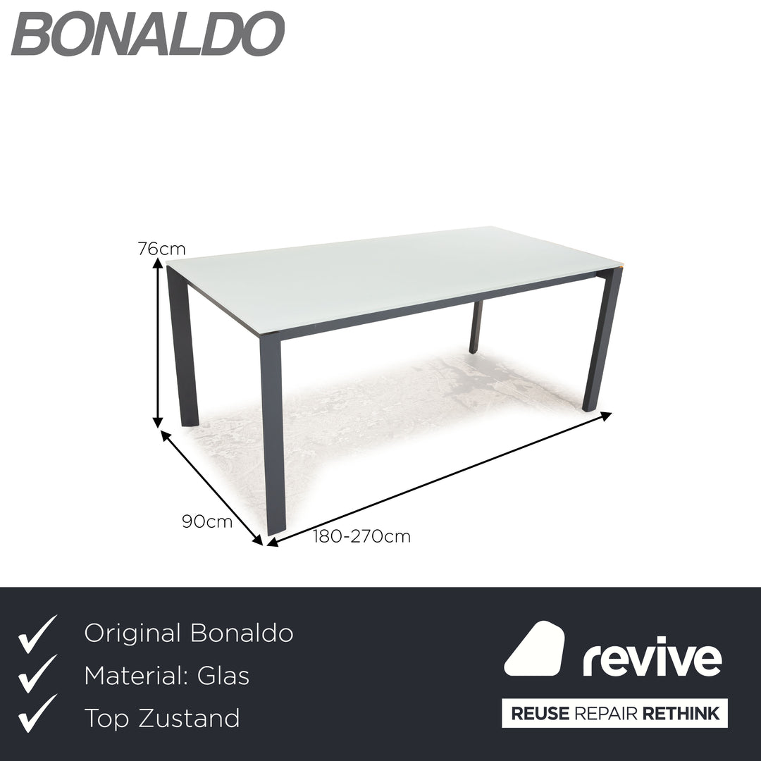 Bonaldo Twice Glas Esstisch Weiß Matt Ausziehfunktion 180/225/270 x 76 x 90 cm