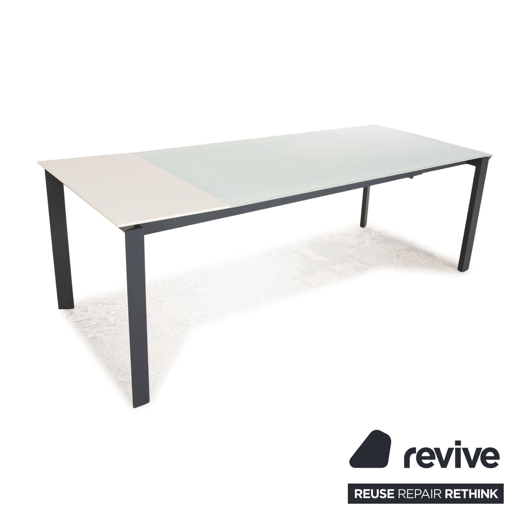 Bonaldo Twice glass dining table white matt extendable 180/225/270 x 76 x 90 cm