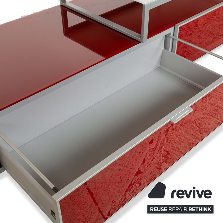 Buffet bas en aluminium Bontempi Eidos rouge gris blanc