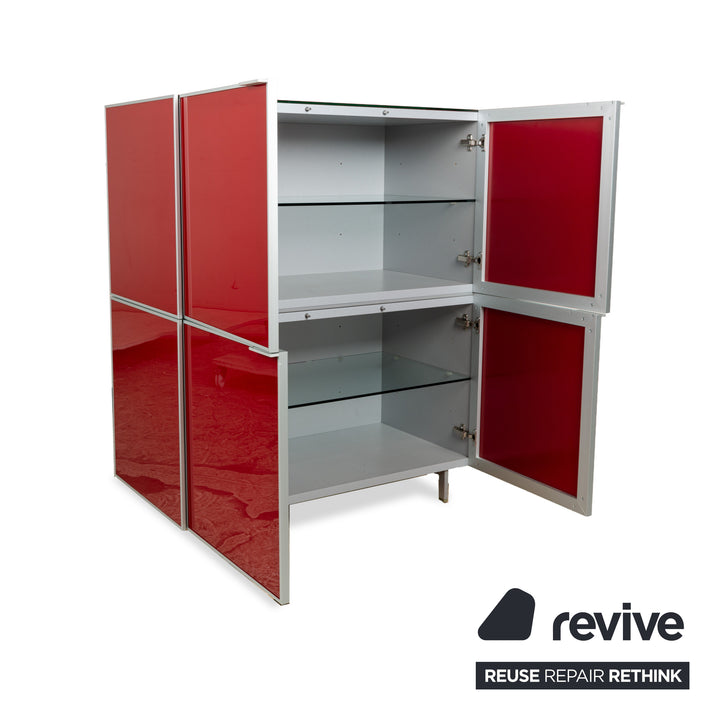 Buffet haut en bois et verre Bontempi rouge brillant