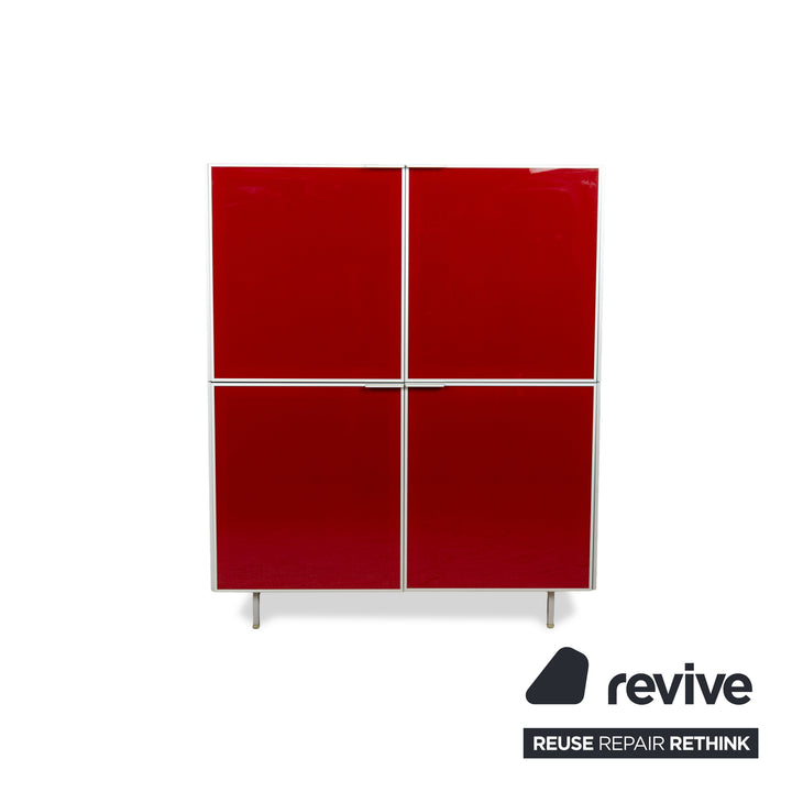 Buffet haut en bois et verre Bontempi rouge brillant