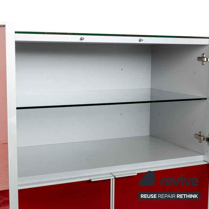 Buffet haut en bois et verre Bontempi rouge brillant