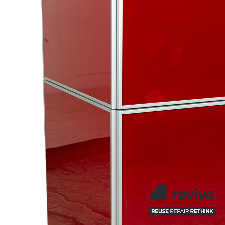 Buffet haut en bois et verre Bontempi rouge brillant