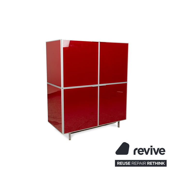 Buffet haut en bois et verre Bontempi rouge brillant