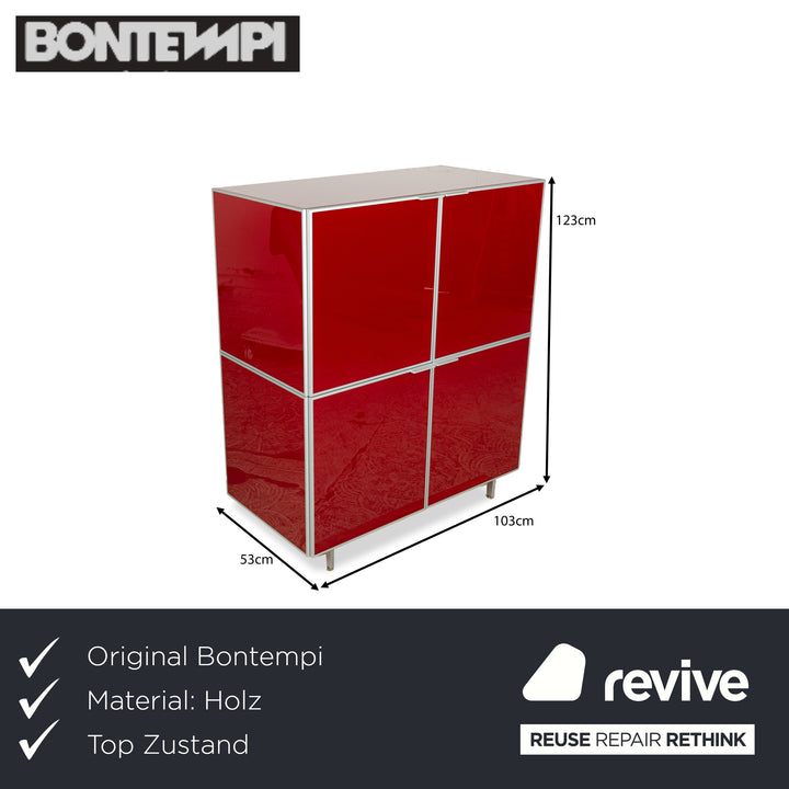 Buffet haut en bois et verre Bontempi rouge brillant