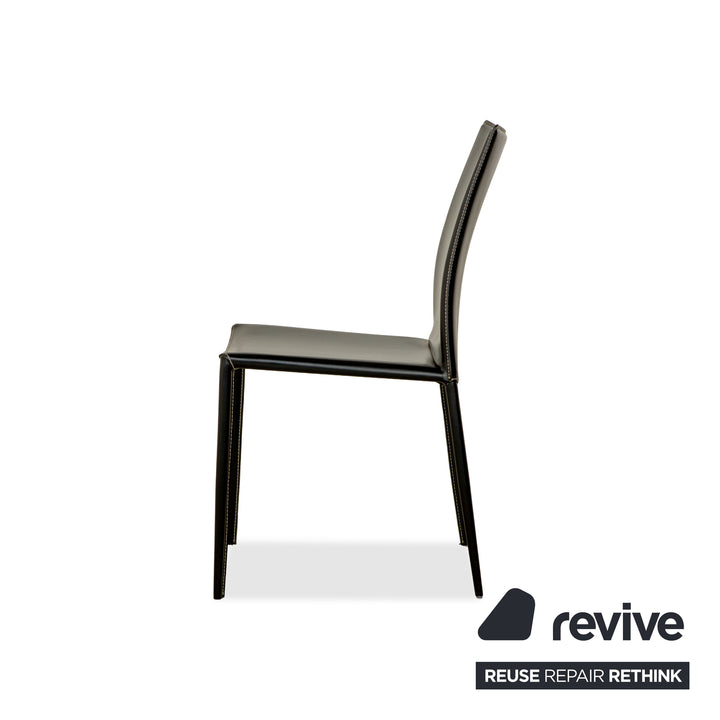 Chaise de salle à manger en cuir noir Linda de Bontempi