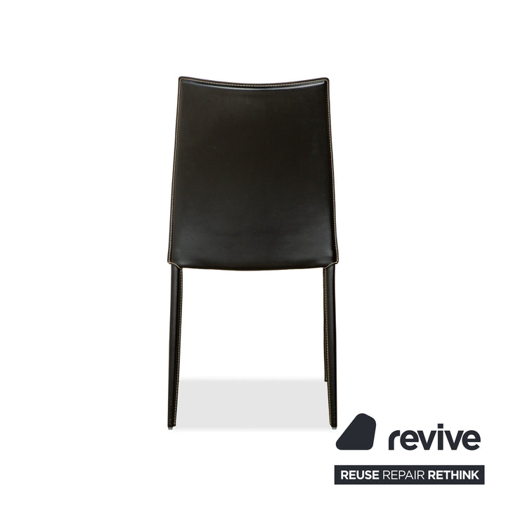Chaise de salle à manger en cuir noir Linda de Bontempi