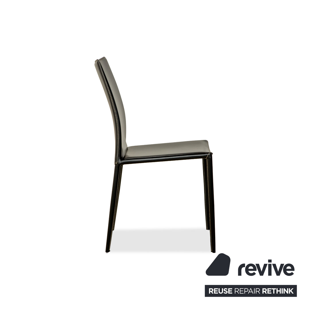 Chaise de salle à manger en cuir noir Linda de Bontempi