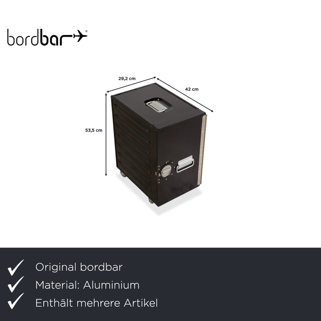 bordbar Box Container Schwarz Anschlag rechts Flugzeugtrolley inkl. Zubehör