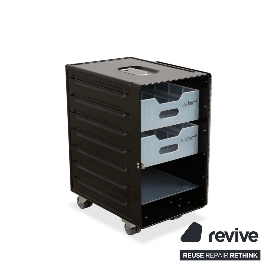 Chariot de transport pour avion Bordbar Box Container noir à charnière à droite avec accessoires